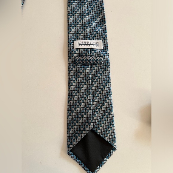 JOSEPH & FEISS 100% Silk Tie Brown Blue Business Office Wedding Guest Occasion - Picture 8 of 11